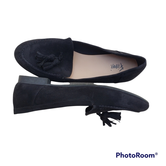 FIONI Clothing Shoes - Faux Suede Slip Ons Flats/Loafers Fioni Black Size 8.5